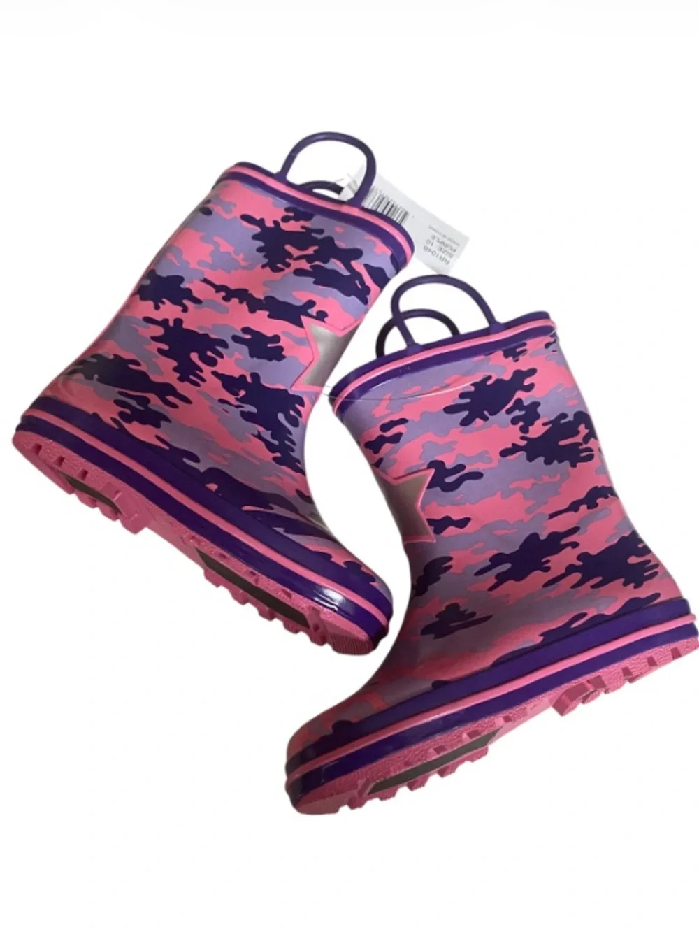 ⭐️Lilly NYC Kids Pink & Purple Camo Rain Boots with Star NWT Size 10